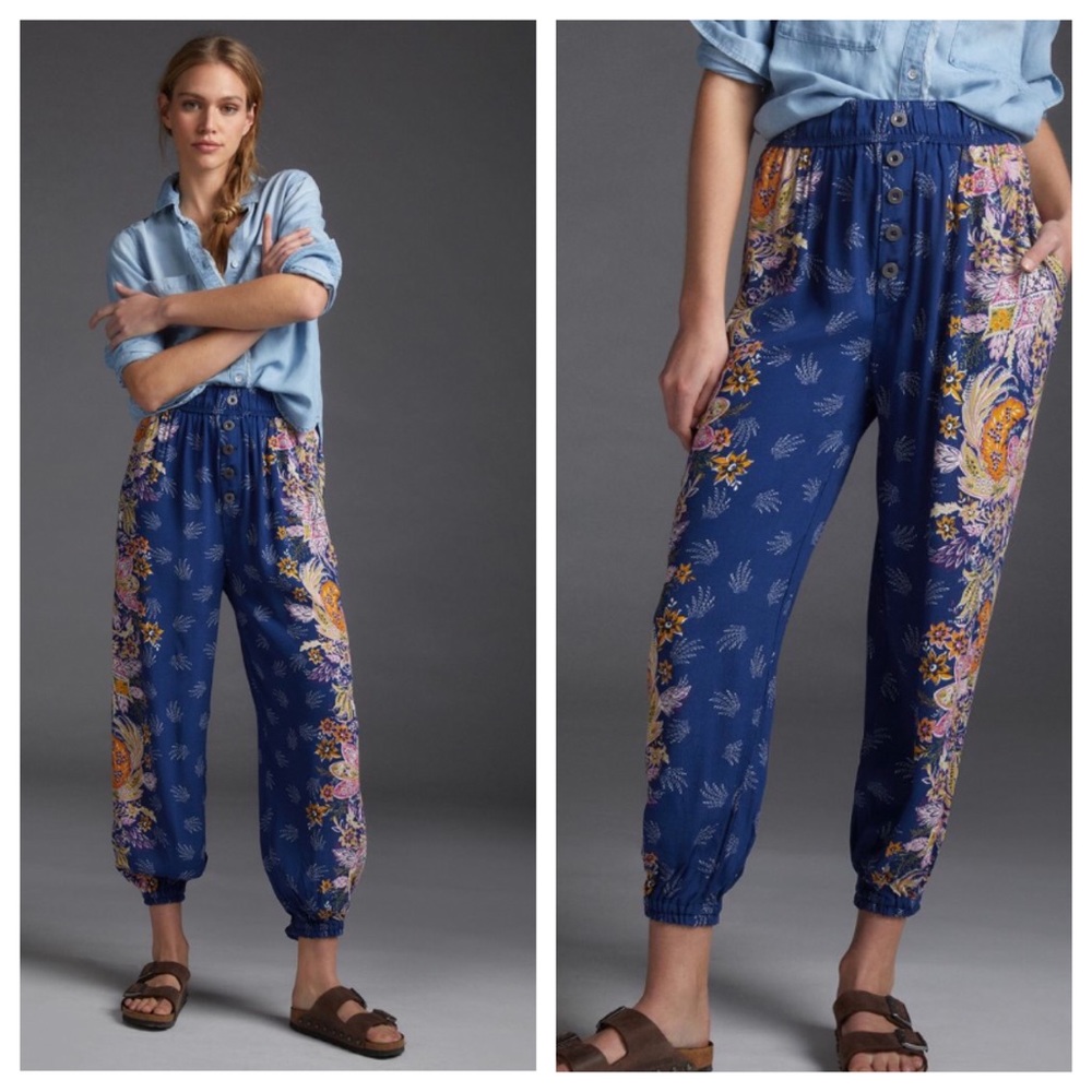 Anthro Odette Printed Harem Joggers XS